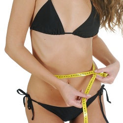 Woman measuring her waistline